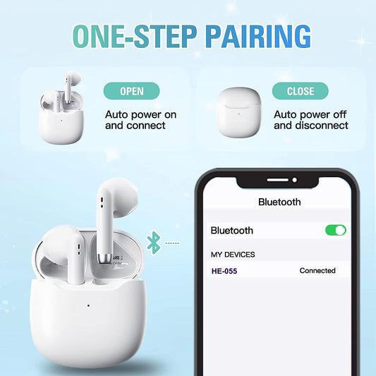 HE-080A Wireless Headphones Wireless Bluetooth 5.3 Earbuds Touch Control 24H Playtime Ear Earbud IPX4 Waterproof Earphones