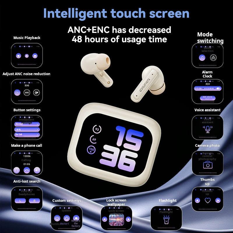 Intelligent Touch BT 5.4 TWS Earbuds HIFI Wireless Headphones ENC Noise Cancellation LED/Digital Display Wireless Earphone