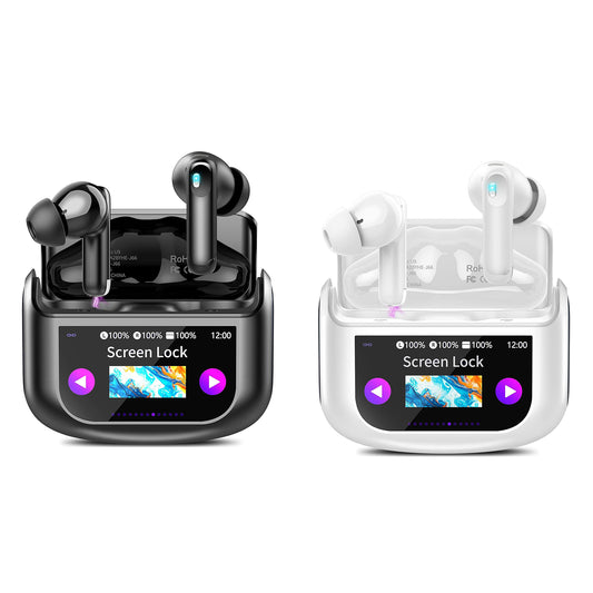 ANC Noise Cancelling Earbuds True Wireless Bluetooth 5.4 with LED Touch Screen Deep Bass Stereo Gaming Ear Buds